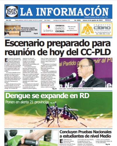 Portada Periódico La Información, Domingo 11 de Agosto, 2019