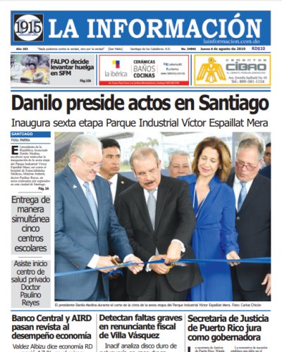 Portada Periódico La Información, Jueves 08 de Agosto, 2019