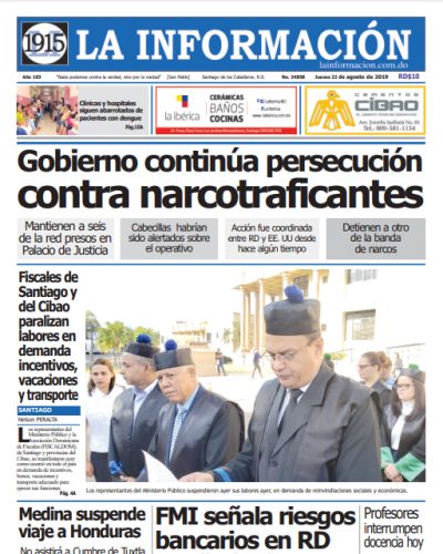 Portada Periódico La Información, Jueves 22 de Agosto, 2019