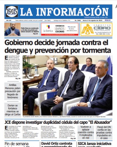 Portada Periódico La Información, Martes 27 de Agosto, 2019