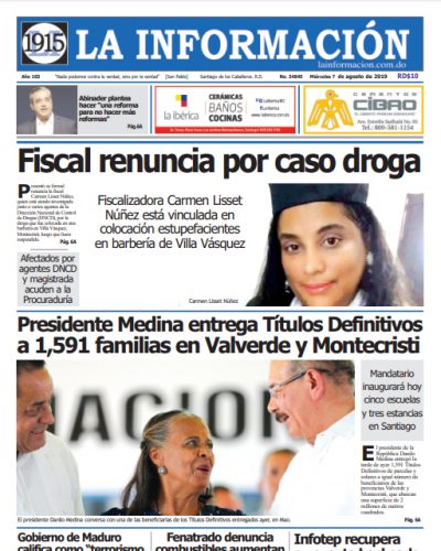 Portada Periódico La Información, Miércoles 07 de Agosto, 2019
