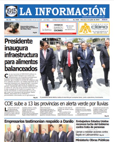 Portada Periódico La Información, Miércoles 31 de Julio, 2019