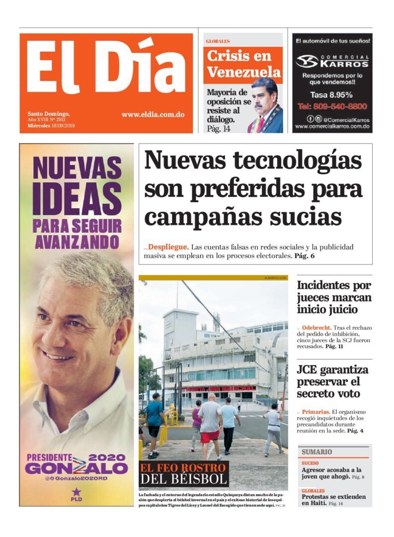 Portada Periódico El Día, Miércoles 18 de Septiembre, 2019