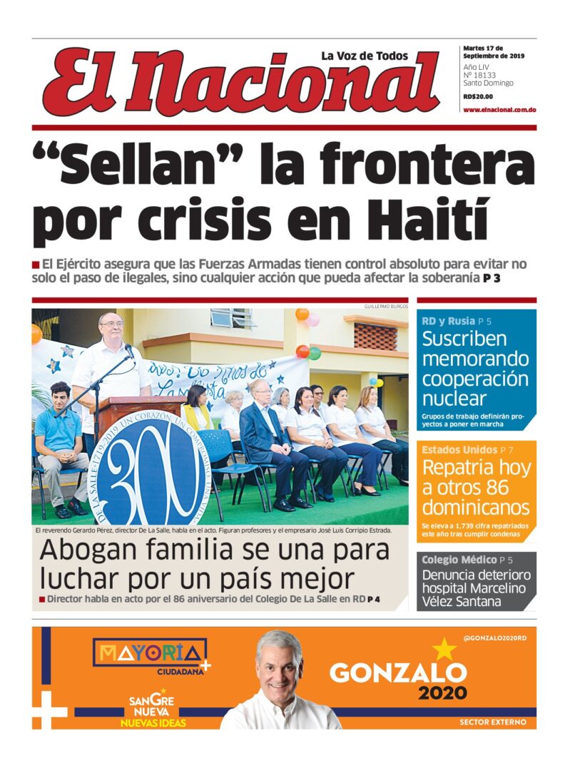 Portada Periódico El Nacional, Martes 17 de Septiembre, 2019