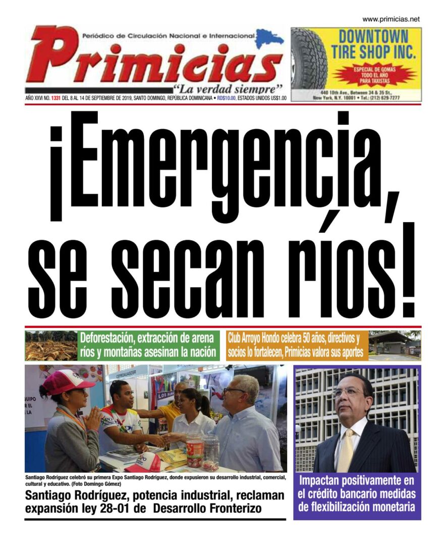 Portada Periódico Primicias, Lunes 09 de Septiembre, 2019