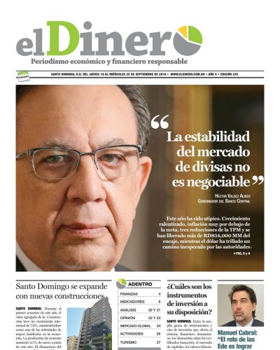 Portada Periódico El Dinero, Jueves 19 de Septiembre, 2019