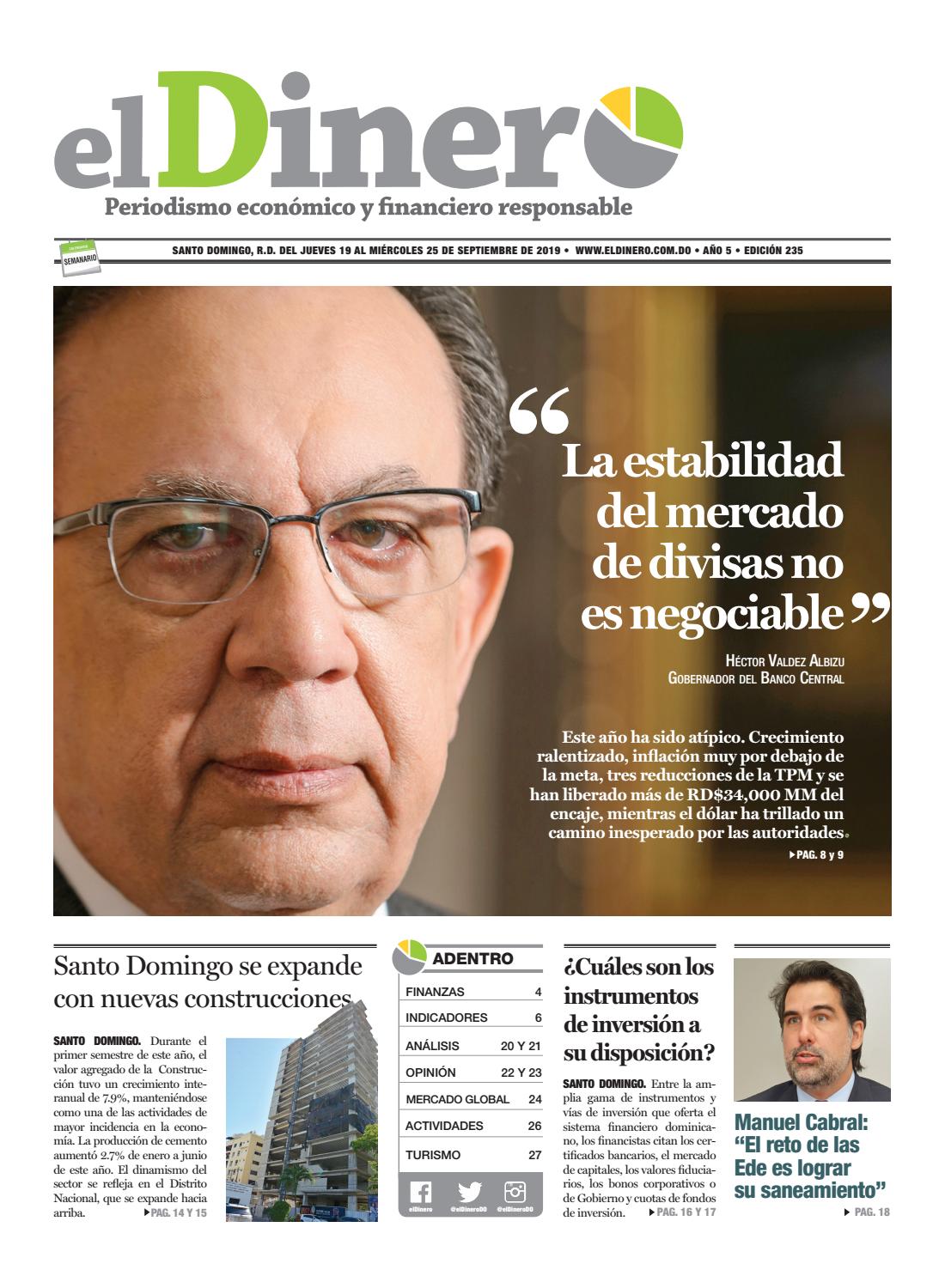 Portada Periódico El Dinero, Jueves 19 de Septiembre, 2019