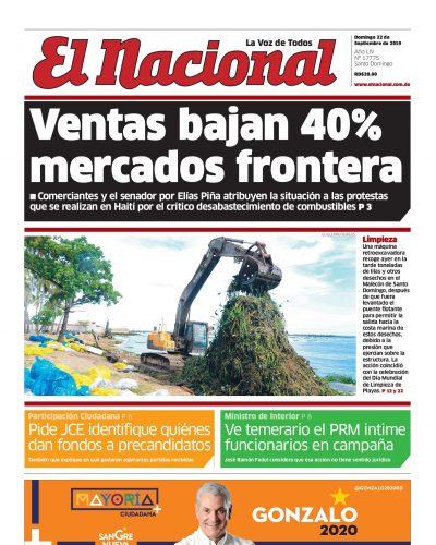 Portada Periódico El Nacional, Domingo 22 de Septiembre, 2019