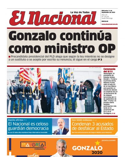 Portada Periódico El Nacional, Jueves 12 de Septiembre, 2019