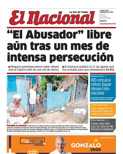 Portada Periódico El Nacional, Jueves 19 de Septiembre, 2019