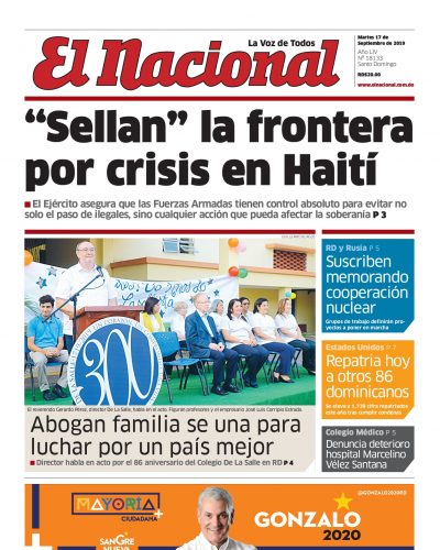 Portada Periódico El Nacional, Martes 17 de Septiembre, 2019