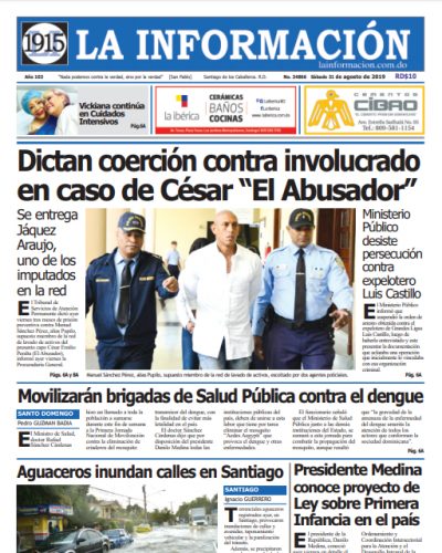 Portada Periódico La Información, Domingo 01 de Septiembre, 2019
