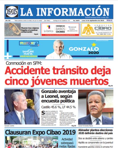 Portada Periódico La Información, Lunes 16 de Septiembre, 2019
