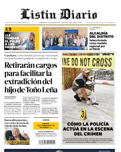 Portada Periódico Listín Diario, Jueves 19 de Septiembre, 2019