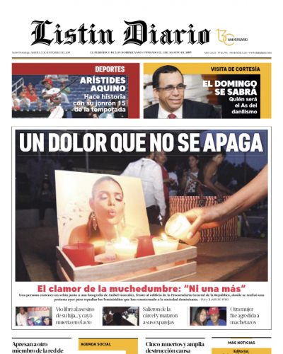 Portada Periódico Listín Diario, Martes 03 de Septiembre, 2019