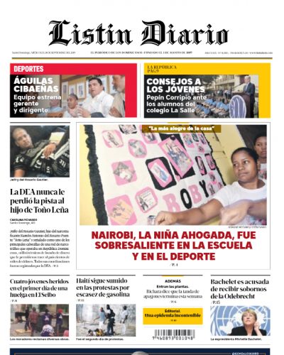 Portada Periódico Listín Diario, Miércoles 18 de Septiembre, 2019