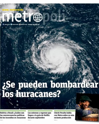 Portada Periódico Metro, Lunes 02 de Septiembre, 2019