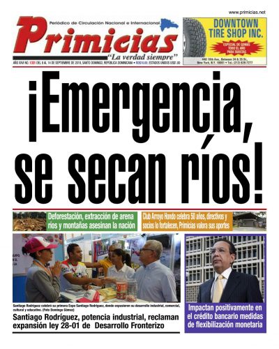 Portada Periódico Primicias, Lunes 09 de Septiembre, 2019
