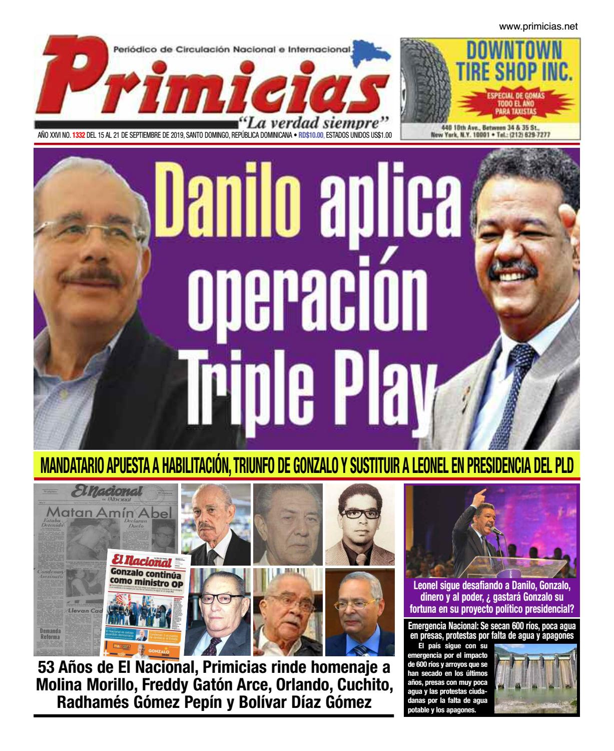 Portada Periódico Primicias, Lunes 16 de Septiembre, 2019