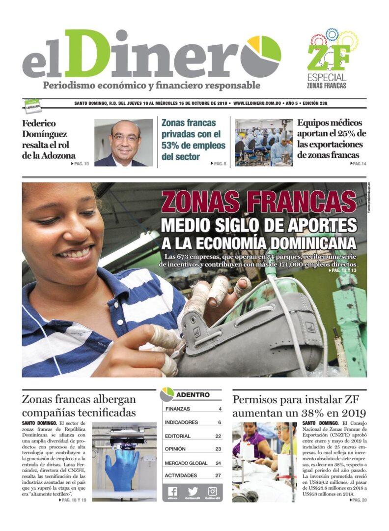 Portada Periódico El Dinero, Jueves 08 de Octubre, 2019