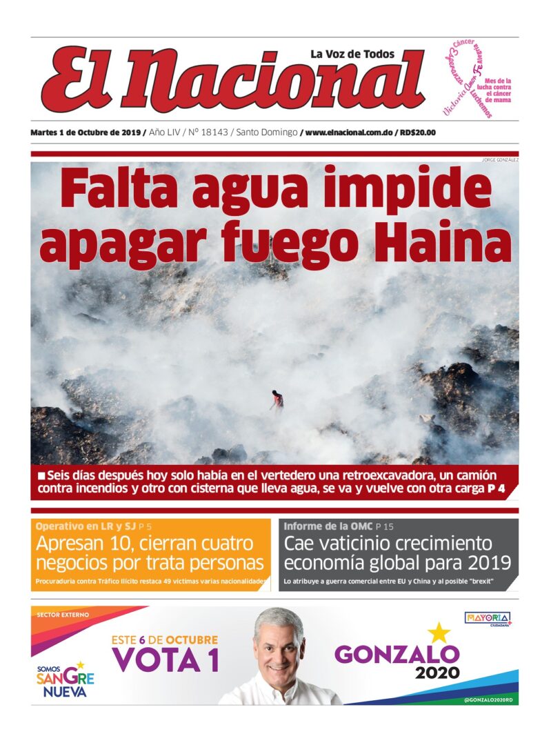 Portada Periódico El Nacional, Martes 01 de Octubre, 2019