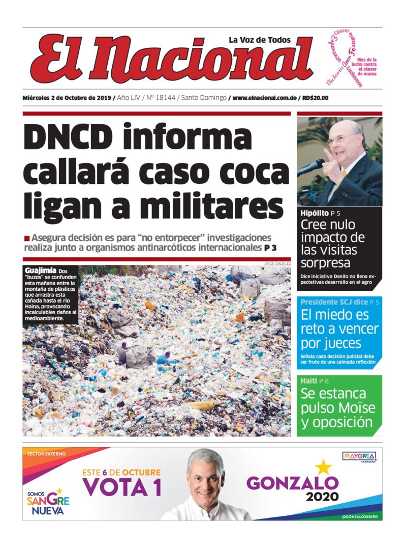 Portada Periódico El Nacional, Miércoles 02 de Octubre, 2019