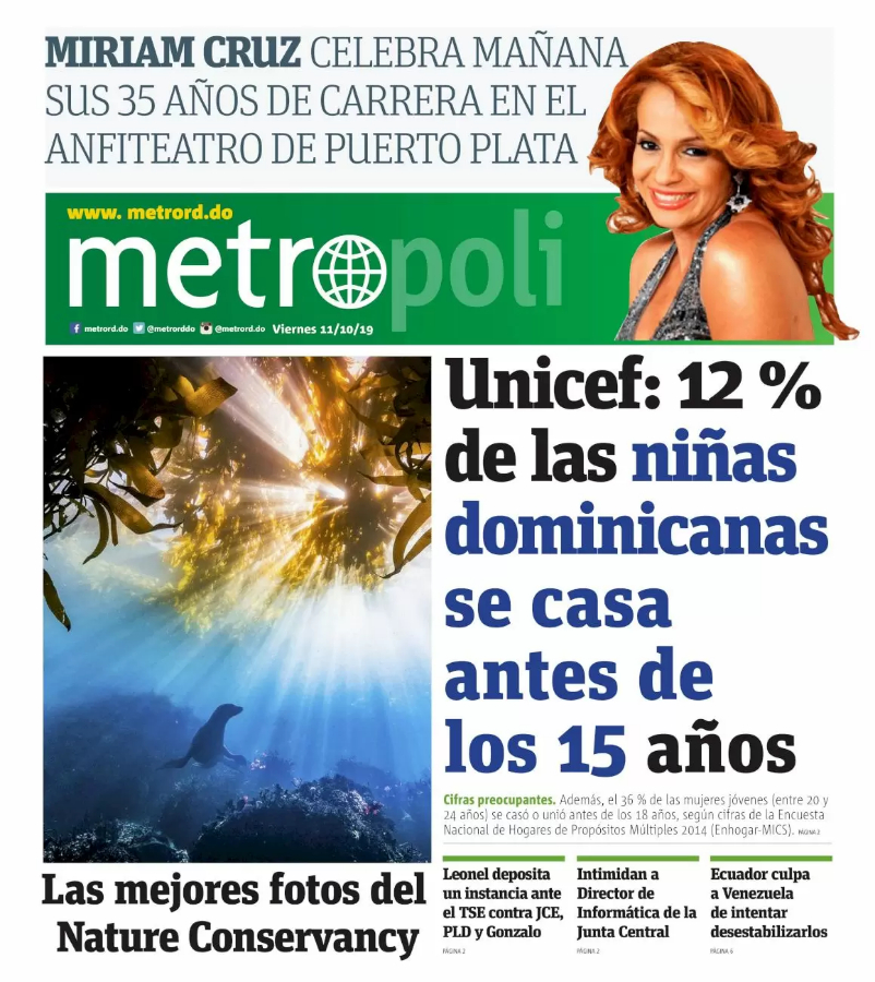 Portada Periódico Metro, Jueves 08 de Octubre, 2019