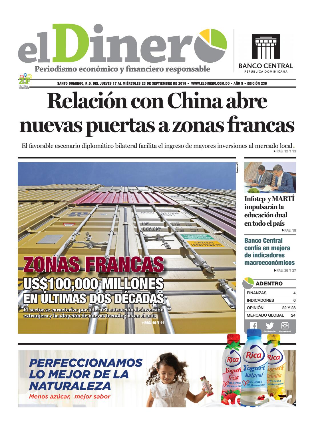 Portada Periódico El Dinero, Jueves 17 de Octubre, 2019