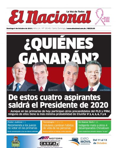 Portada Periódico El Nacional, Domingo 06 de Octubre, 2019