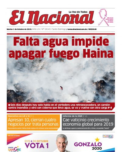 Portada Periódico El Nacional, Martes 01 de Octubre, 2019