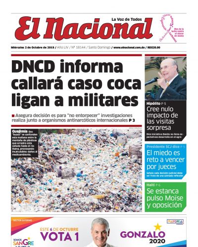 Portada Periódico El Nacional, Miércoles 02 de Octubre, 2019