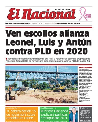 Portada Periódico El Nacional, Miércoles 23 de Octubre, 2019