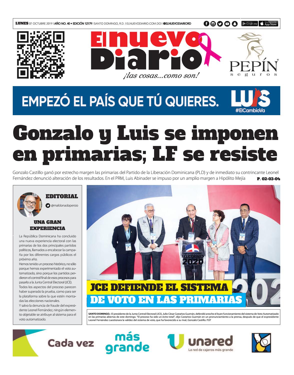 Portada Periódico El Nacional, Domingo 06 de Octubre, 2019