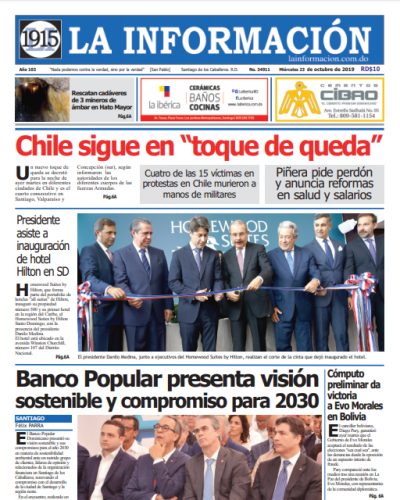 Portada Periódico La Información, Miércoles 23 de Octubre, 2019