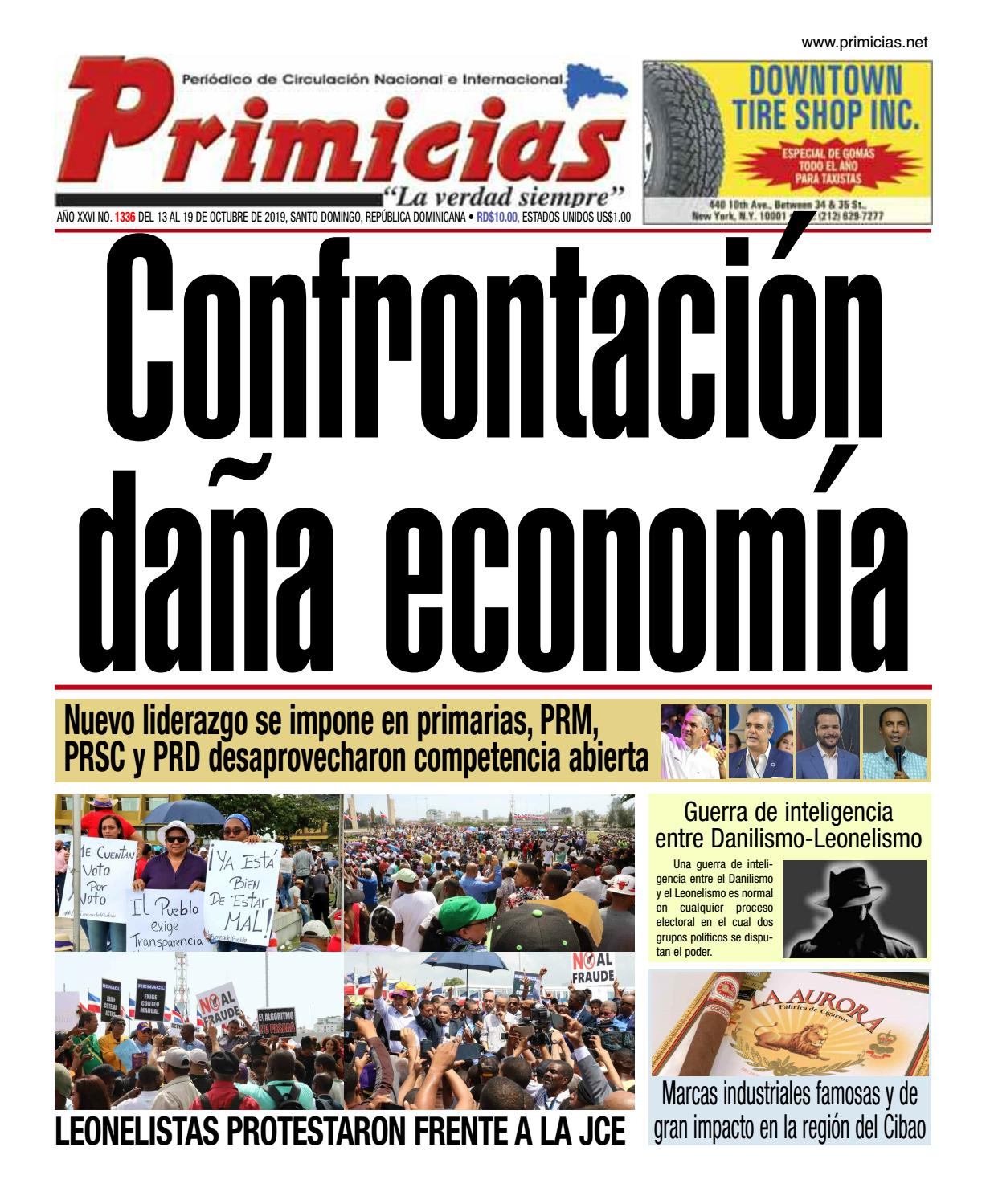 Portada Periódico Primicias, Domingo 13 de Octubre, 2019