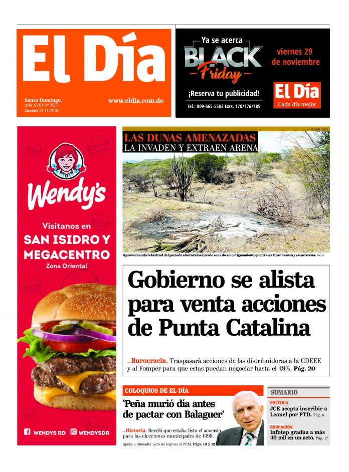 Portada Periódico El Día, Jueves 21 de Noviembre, 2019