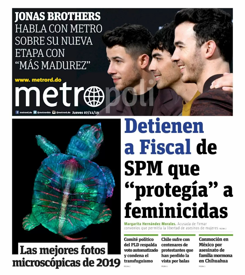 Portada Periódico Metro, Jueves 07 de Noviembre, 2019