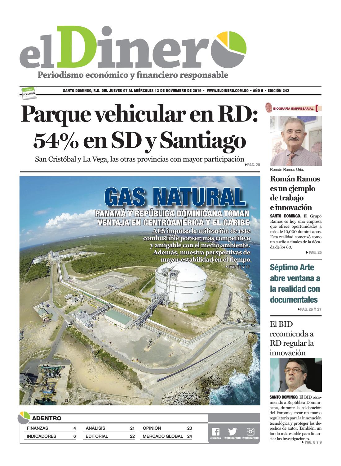 Portada Periódico El Dinero, Jueves 07 de Noviembre, 2019