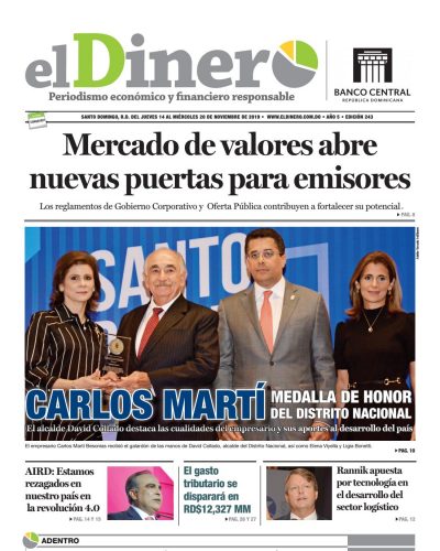 Portada Periódico El Dinero, Jueves 14 de Noviembre, 2019