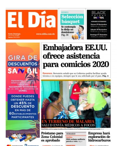 Portada Periódico El Día, Jueves 28 de Noviembre, 2019