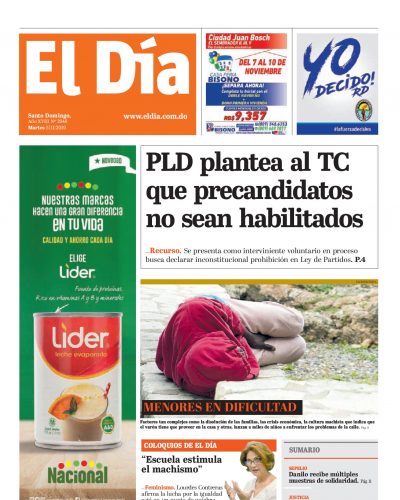 Portada Periódico El Día, Martes 05 de Noviembre, 2019