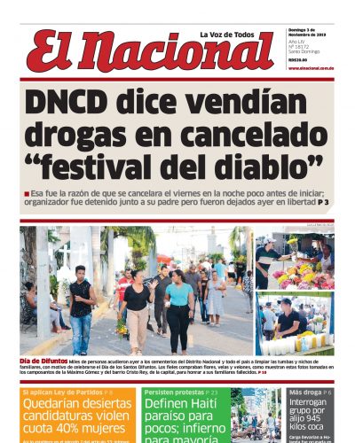 Portada Periódico El Nacional, Domingo 03 de Noviembre, 2019