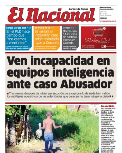 Portada Periódico El Nacional, Jueves 20 de Noviembre, 2019