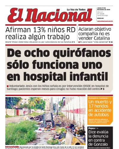Portada Periódico El Nacional, Jueves 21 de Noviembre, 2019
