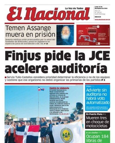 Portada Periódico El Nacional, Lunes 25 de Noviembre, 2019