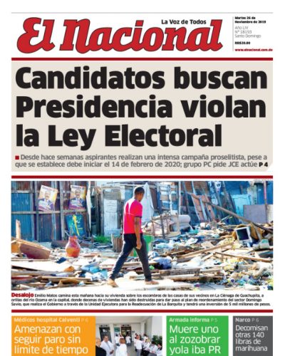 Portada Periódico El Nacional, Martes 26 de Noviembre, 2019