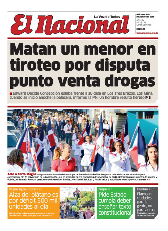 Portada Periódico El Nacional, Miércoles 06 de Noviembre, 2019