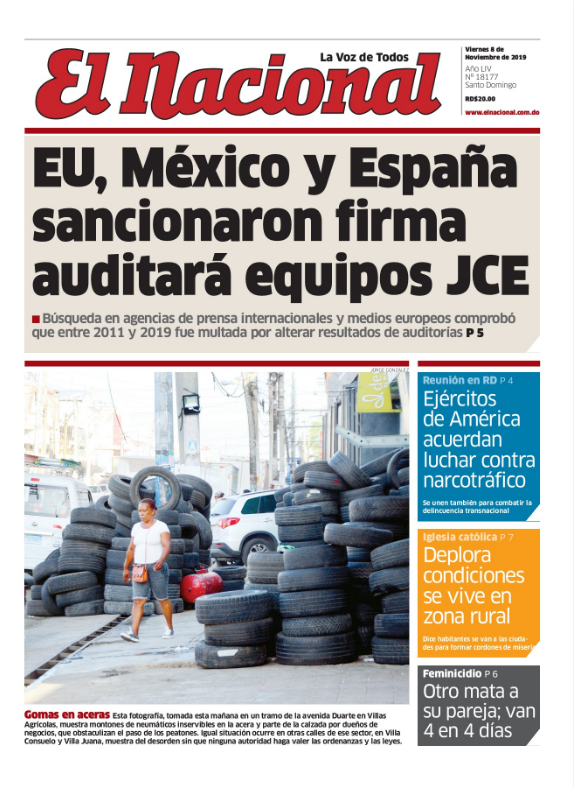 Portada Periódico El Nacional, Viernes 08 de Noviembre, 2019