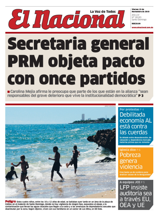 Portada Periódico El Nacional, Viernes 15 de Noviembre, 2019