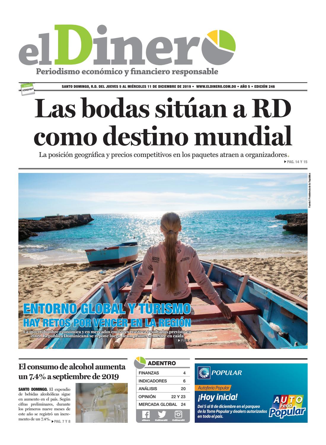 Portada Periódico El Dinero, Jueves 05 de Diciembre, 2019